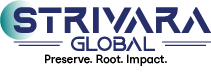 tiny logo Strivara Global Pvt Ltd logo with modern typography and green leaf accents symbolizing sustainability and growth.
