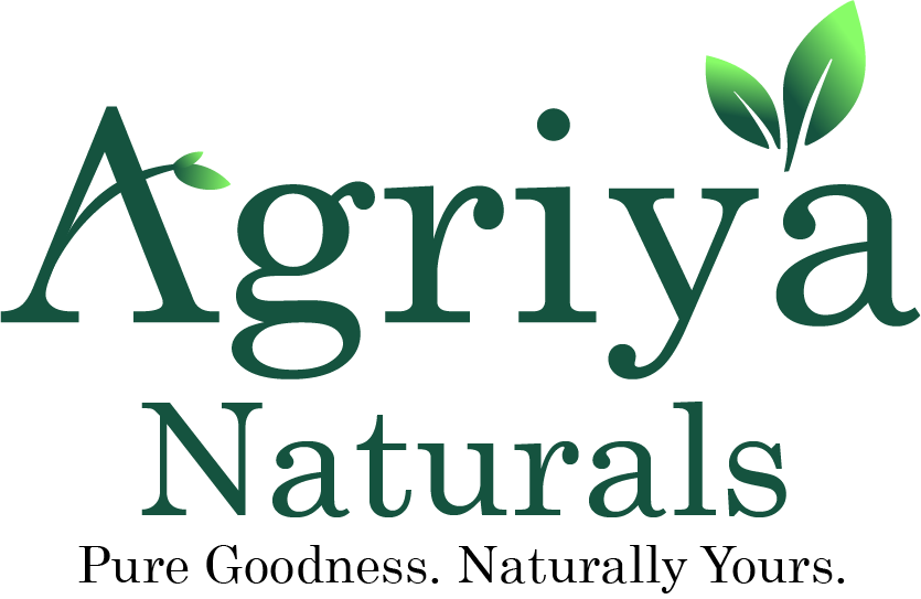 LOGO 200X 130 SMALL Logo of Agriya Naturals in deep green typography with leaves sprouting from the letters, symbolizing purity, nature, and sustainability.